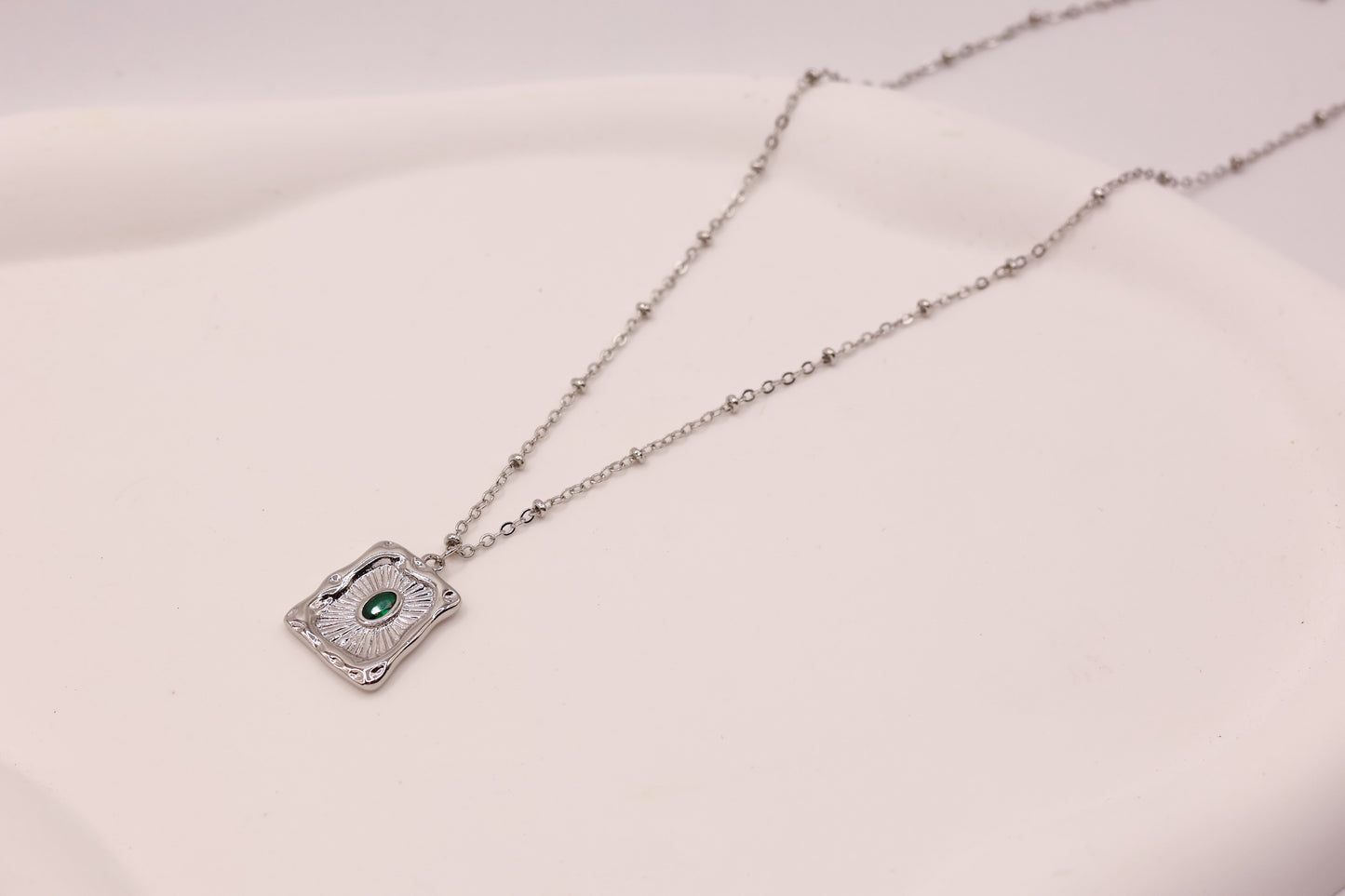 Brooke pendant necklace with Emerald gem stone gold plated