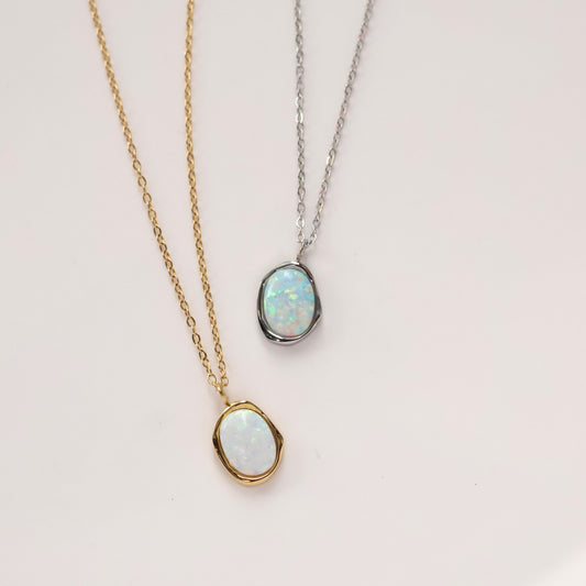 Eudora gold plated opal pendant necklace