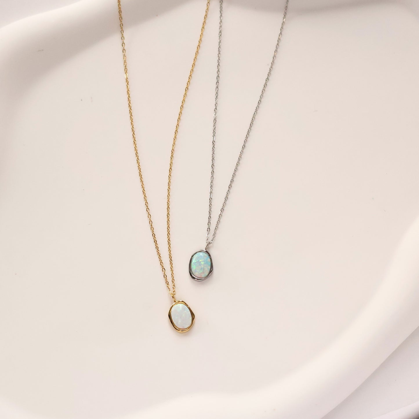Eudora gold plated opal pendant necklace