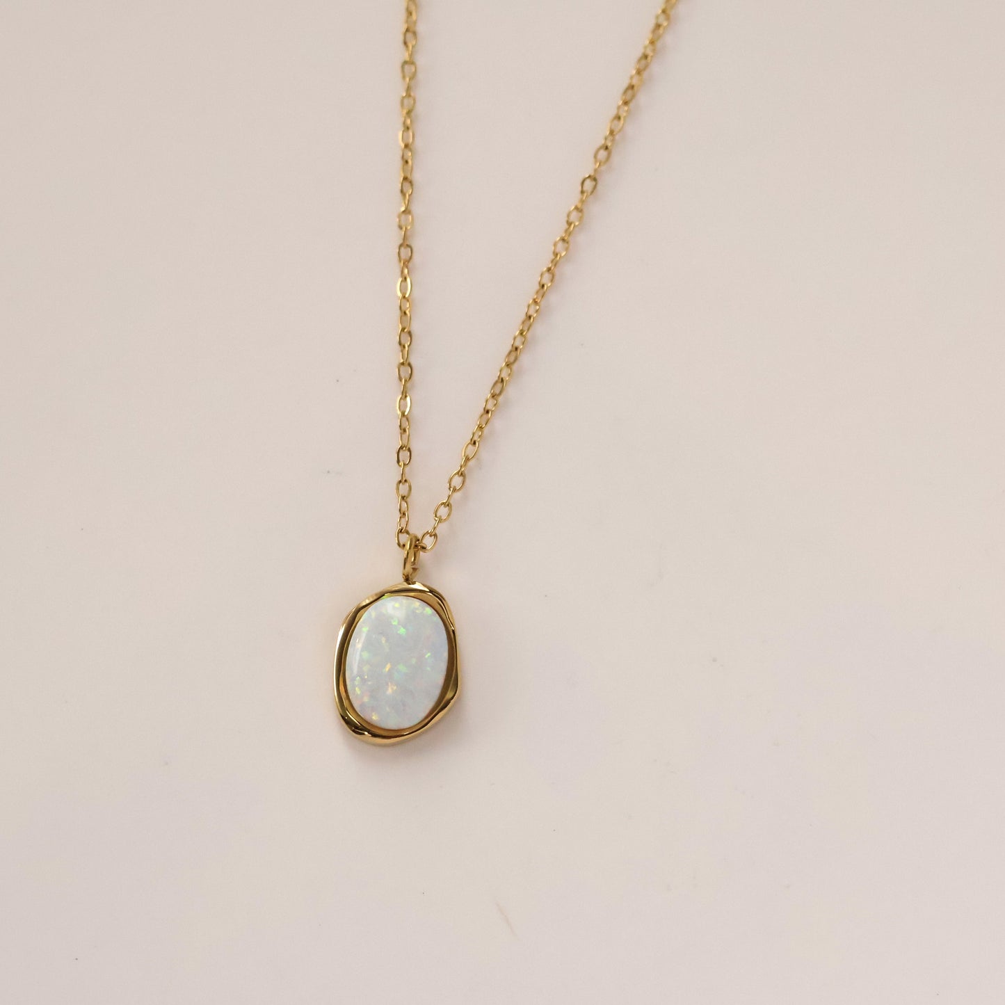 Eudora gold plated opal pendant necklace