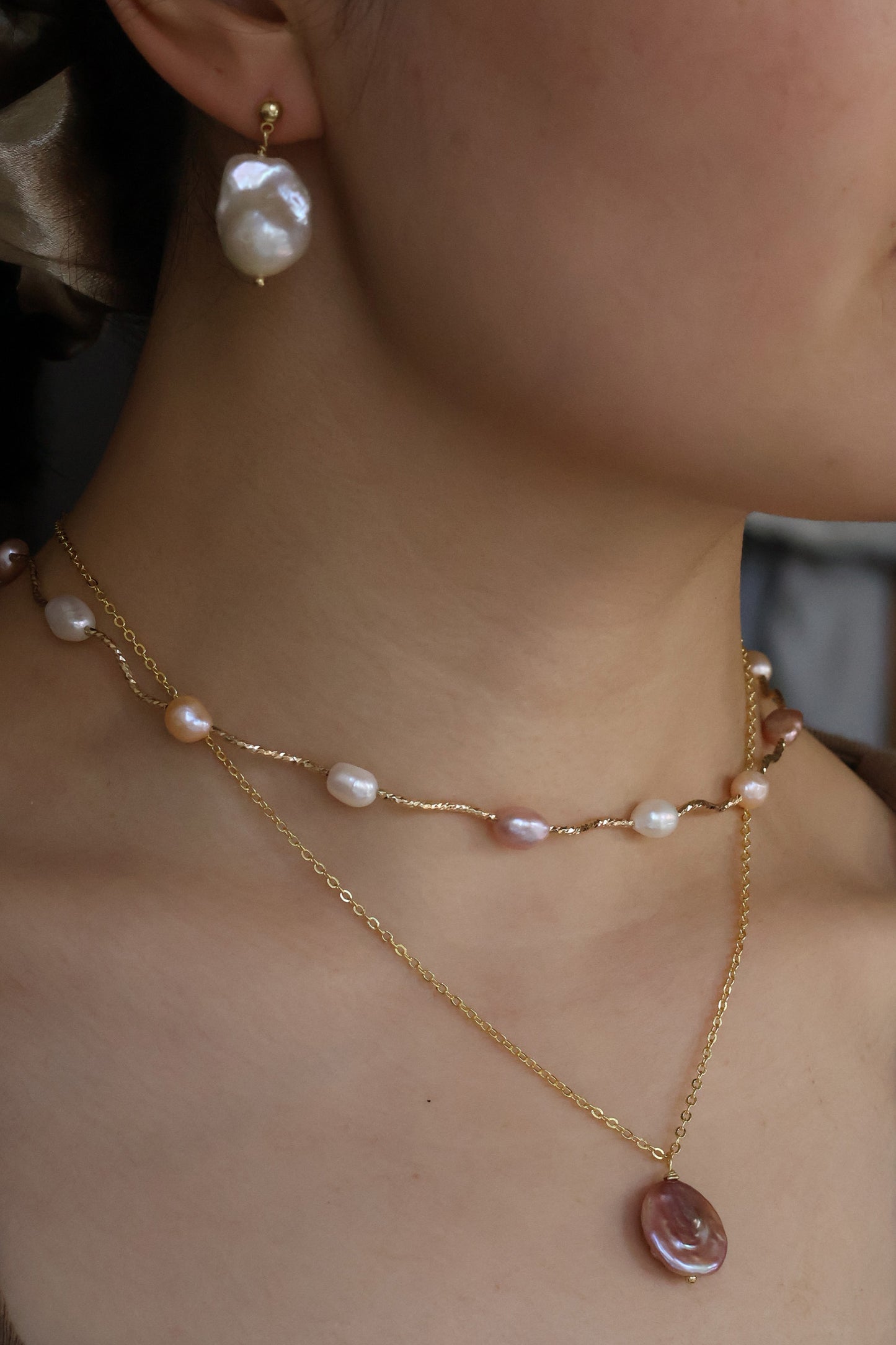 Paisley baroque pearl earrings