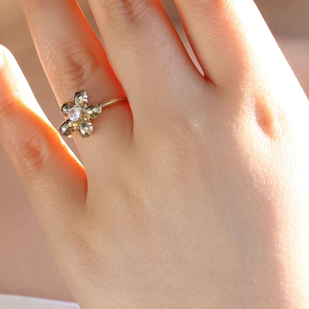 Flower Zircon Open Ring