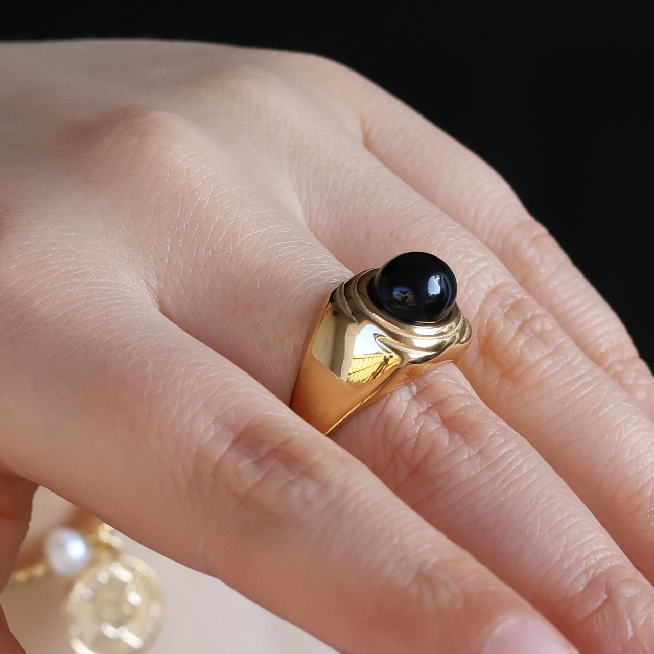 Onyx Ripple Statement Ring