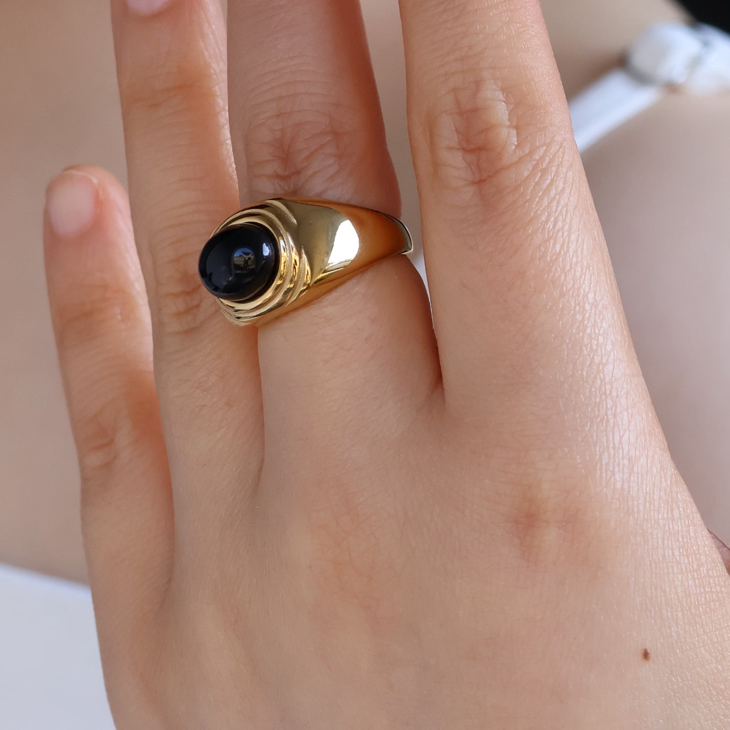 Onyx Ripple Statement Ring