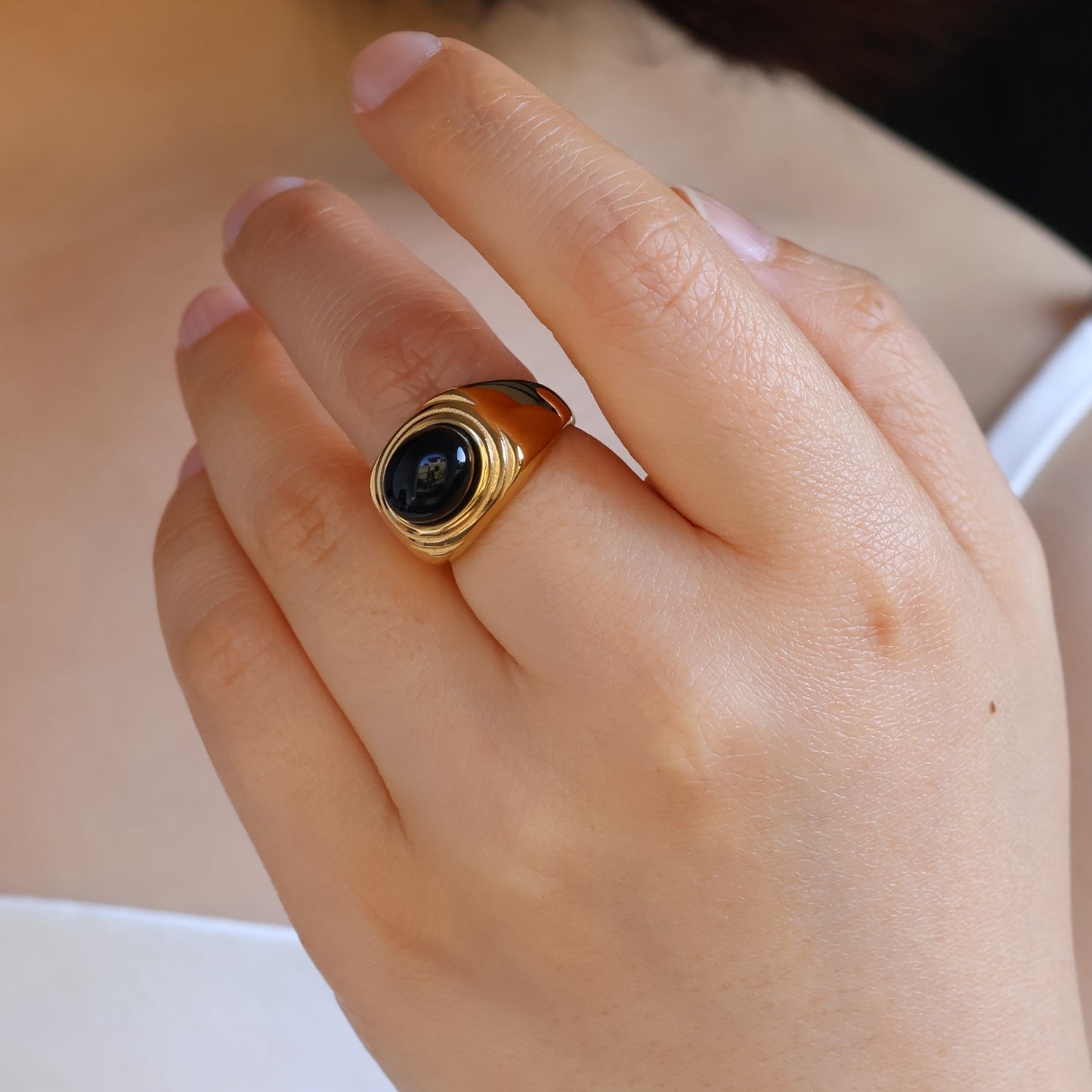 Onyx Ripple Statement Ring
