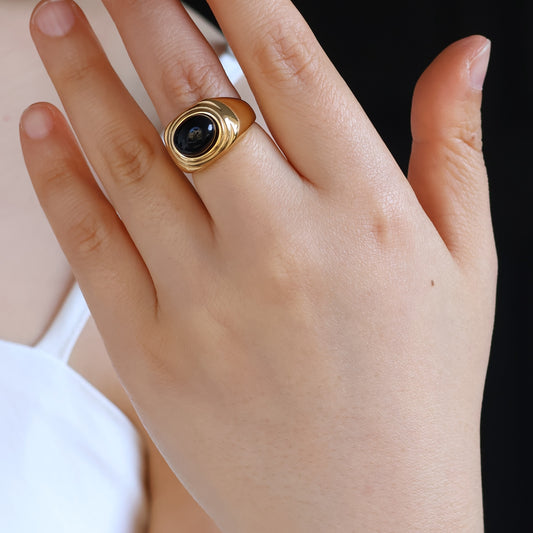 Onyx Ripple Statement Ring