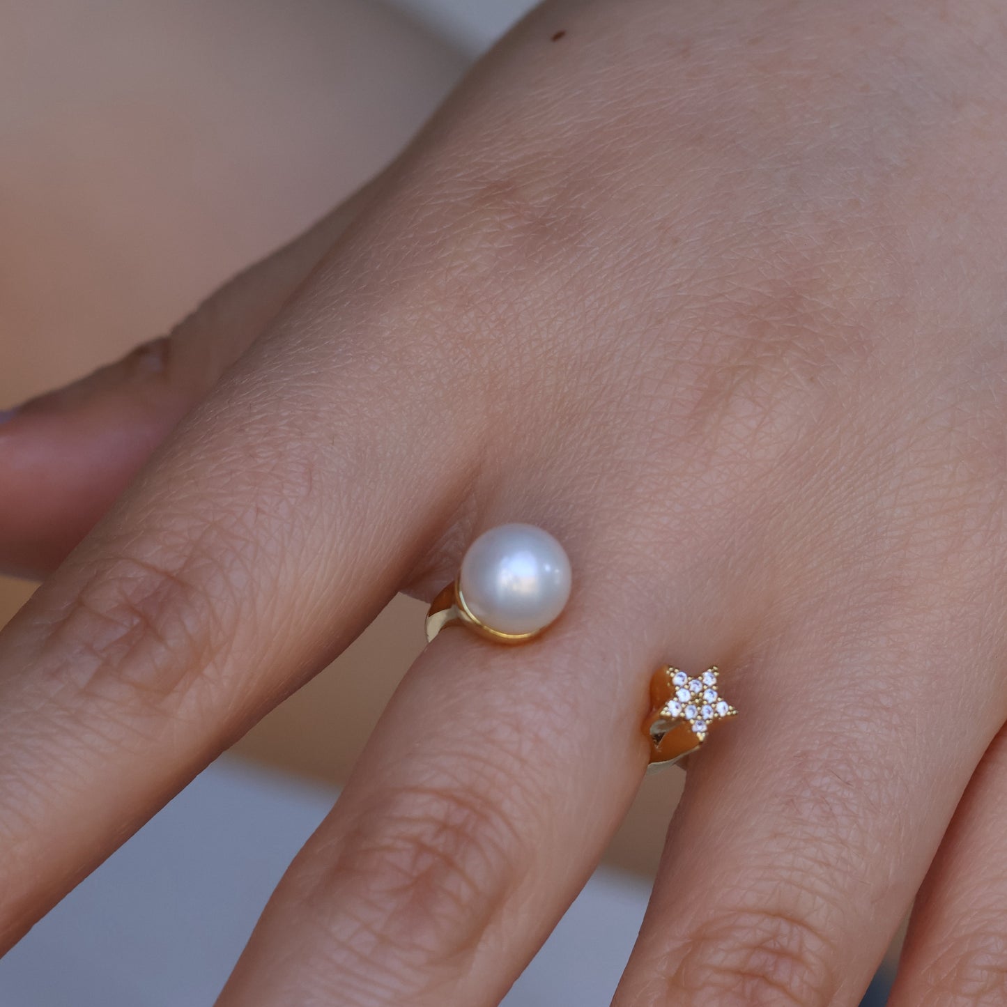 Pearl & Star Duo Ring