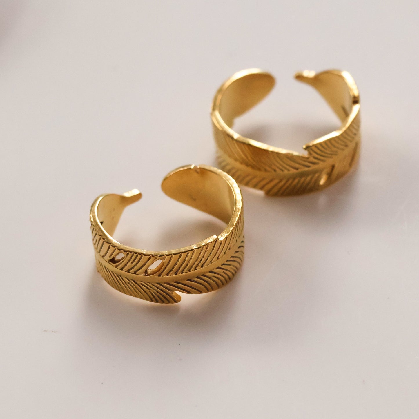 Gold plated open leaf ring