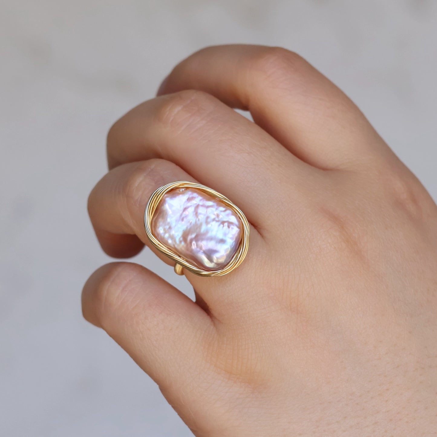Large baroque Pearl open ring