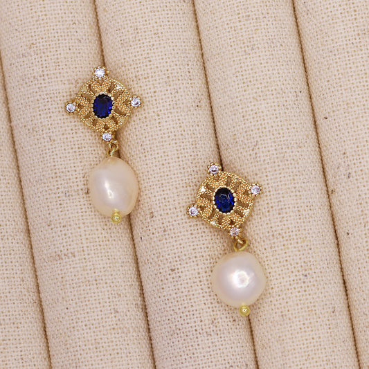 Sapphire Natural Pearl Earrings