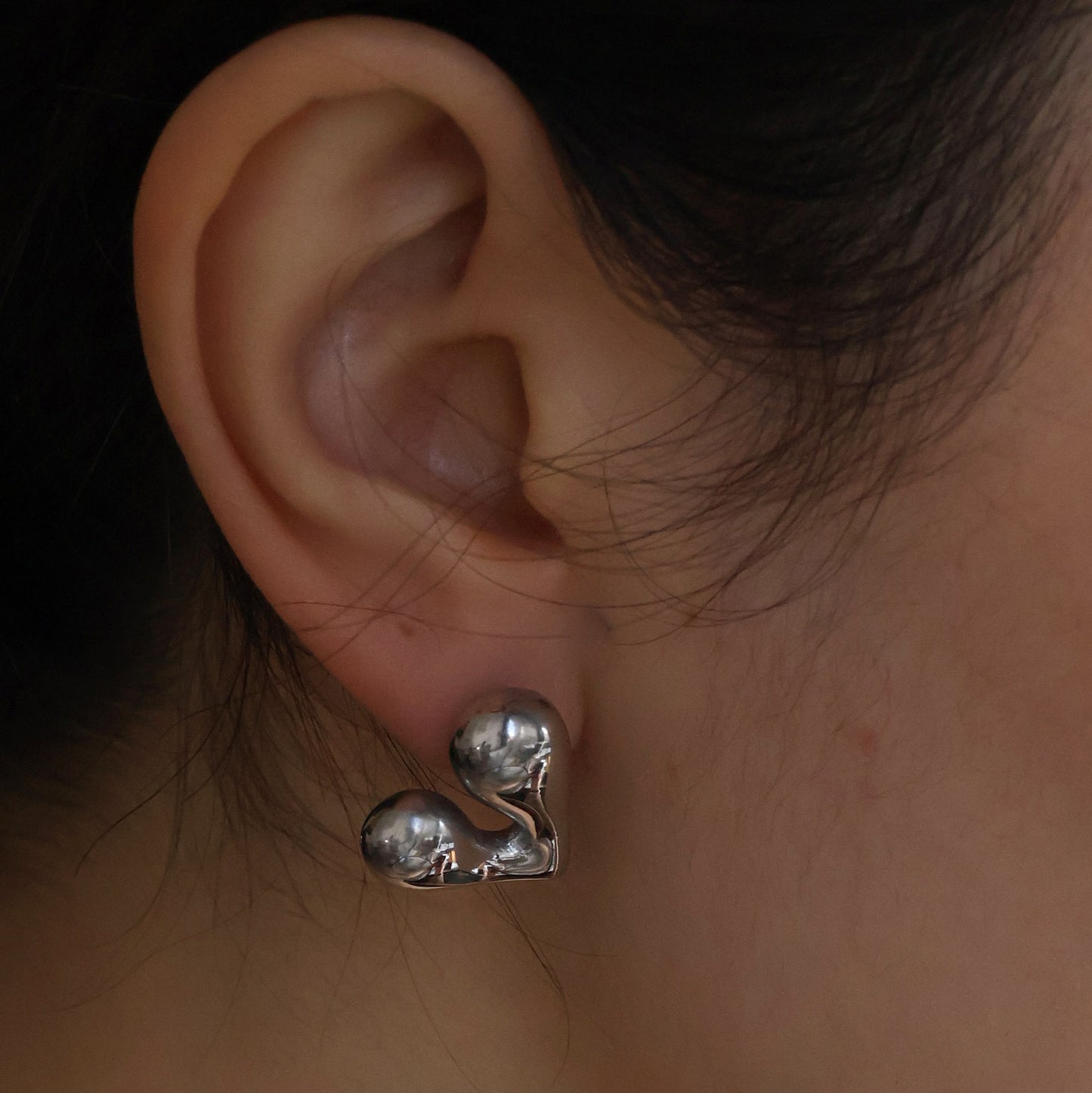 Gold plated heart shaped stud earrings tarnish-proof