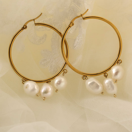 Valerie gold plated hoop earrings with pearls