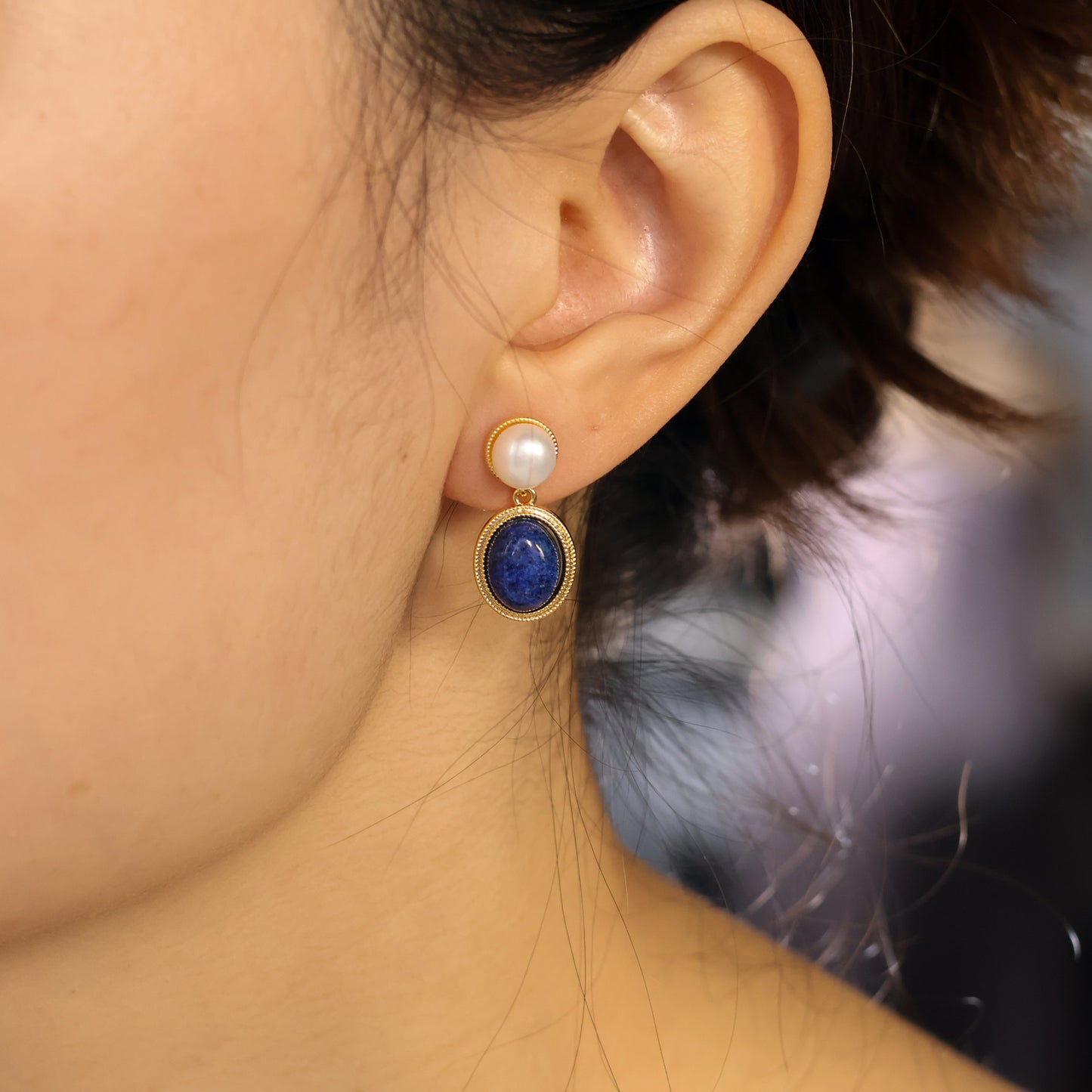 Vintage Azure Natural Pearl Earrings