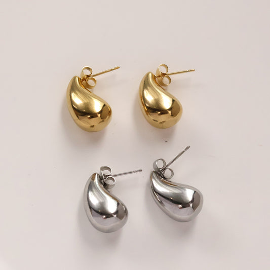 Gold plated small water drop stud earrings