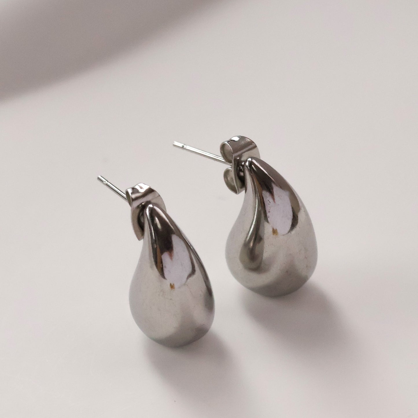 Gold plated small water drop stud earrings