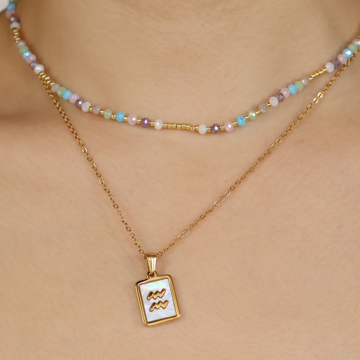Zodiac Sign charm 18k gold plated necklace