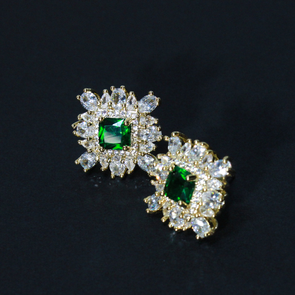 Square cubic zirconia stud earrings