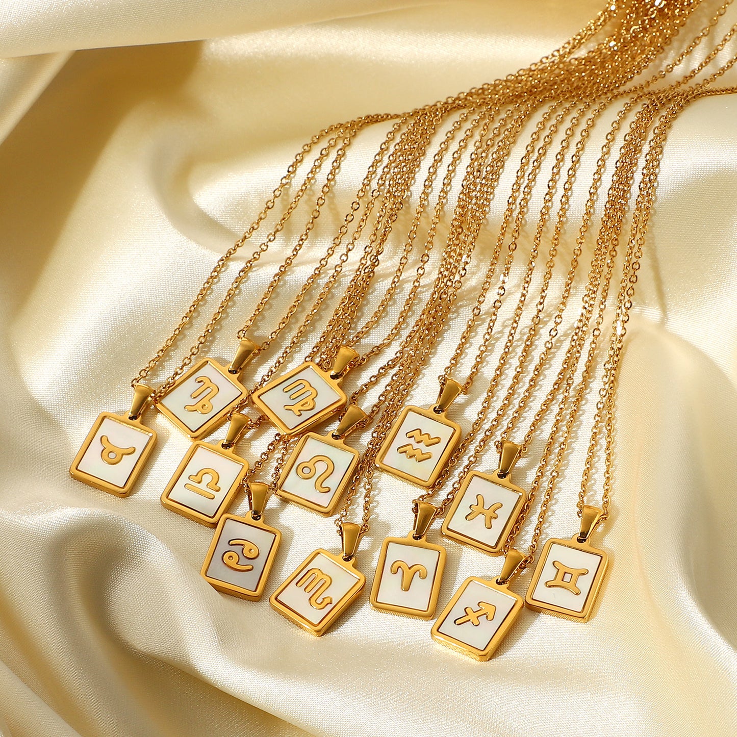 Zodiac Sign charm 18k gold plated necklace