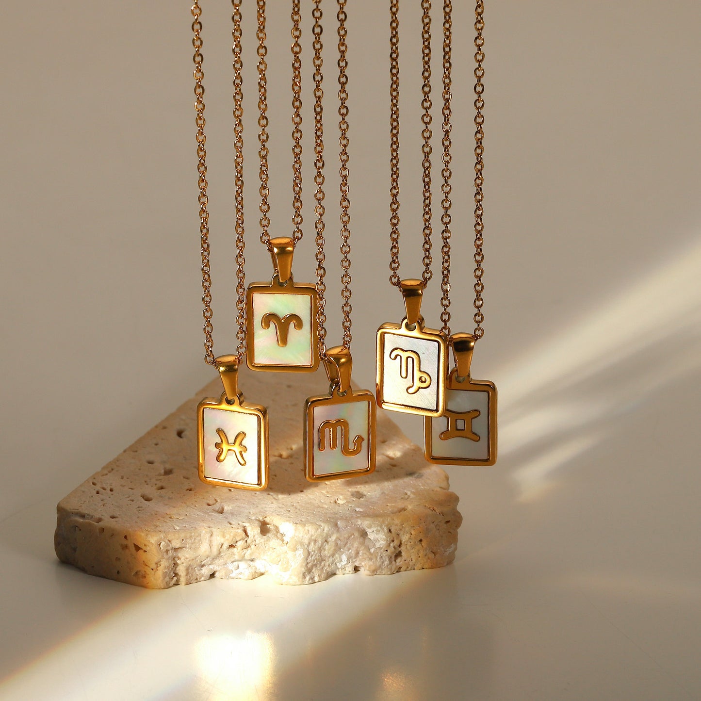 Zodiac Sign charm 18k gold plated necklace