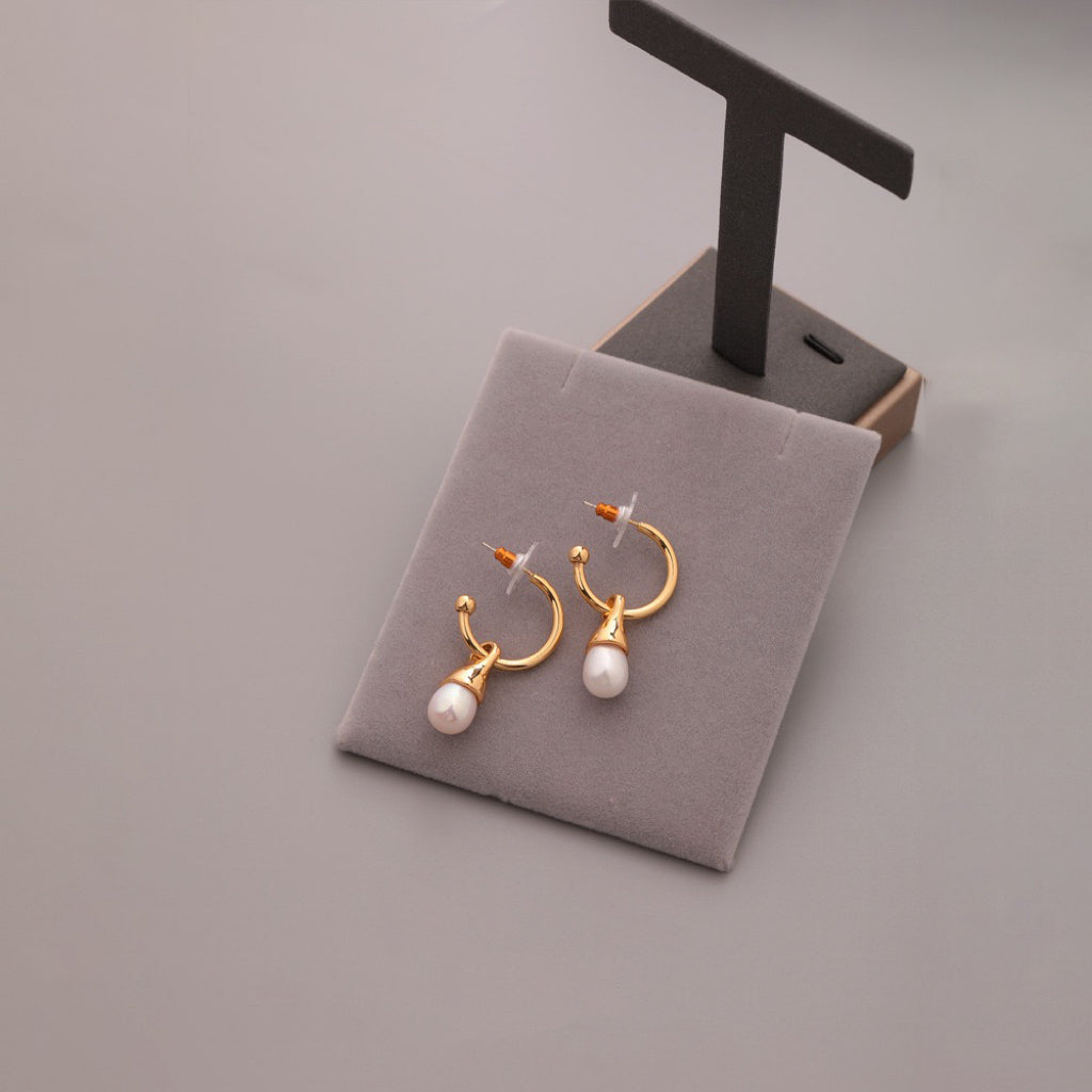 Lucia Gold plated freshwater Pearl Huggies Earrings