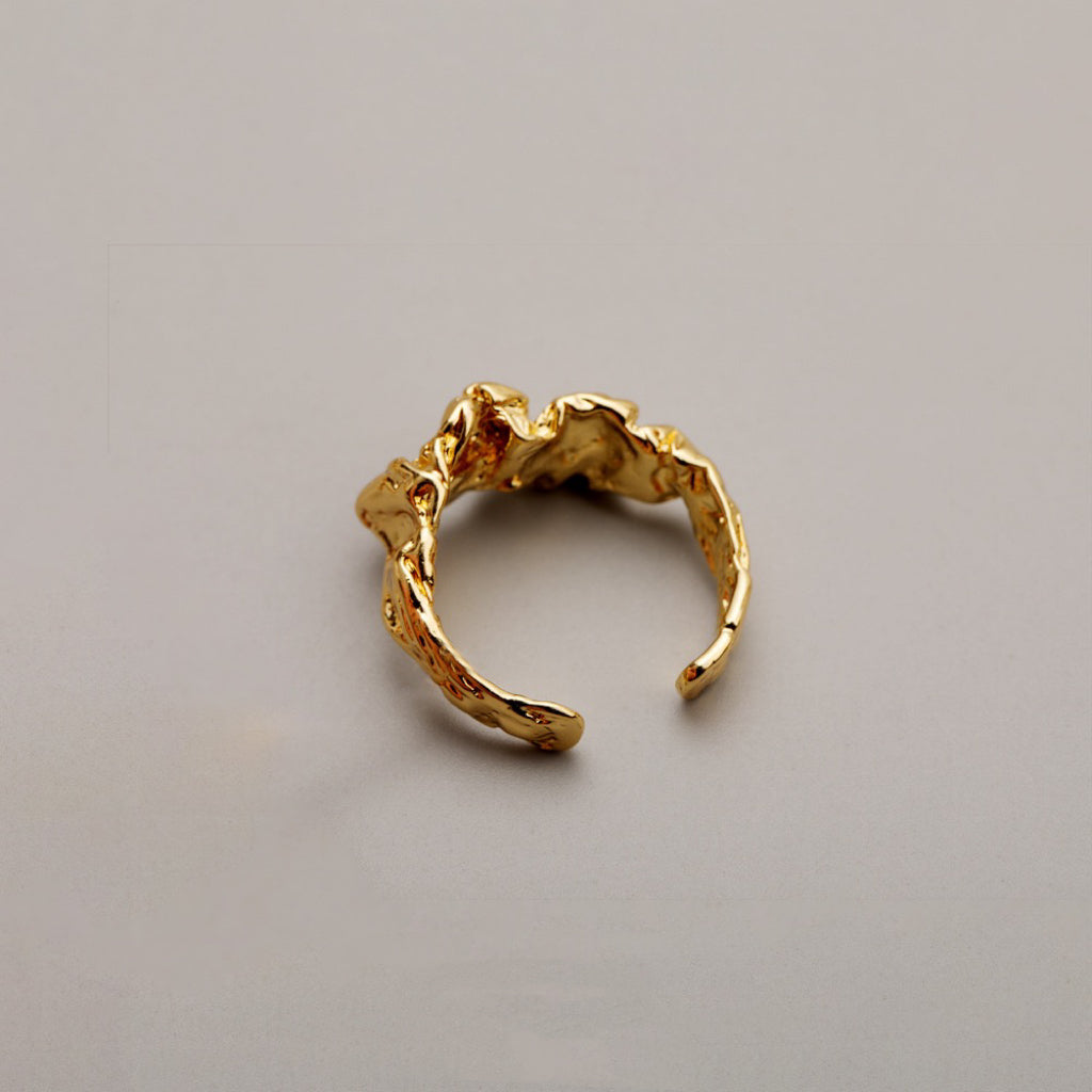 Gold plated lava open ring