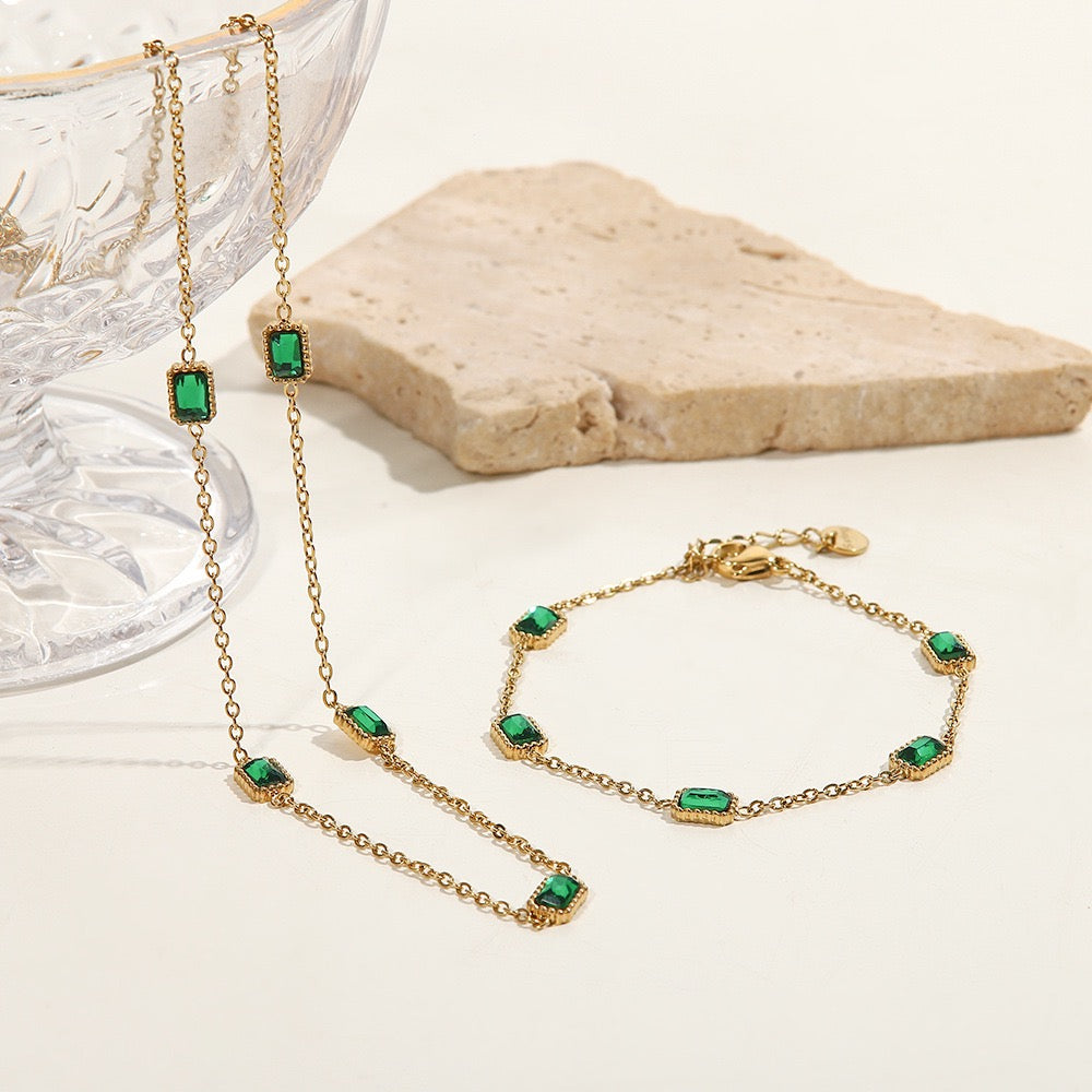 Esmeralda Gold Plated necklace with floating cubic zirconia