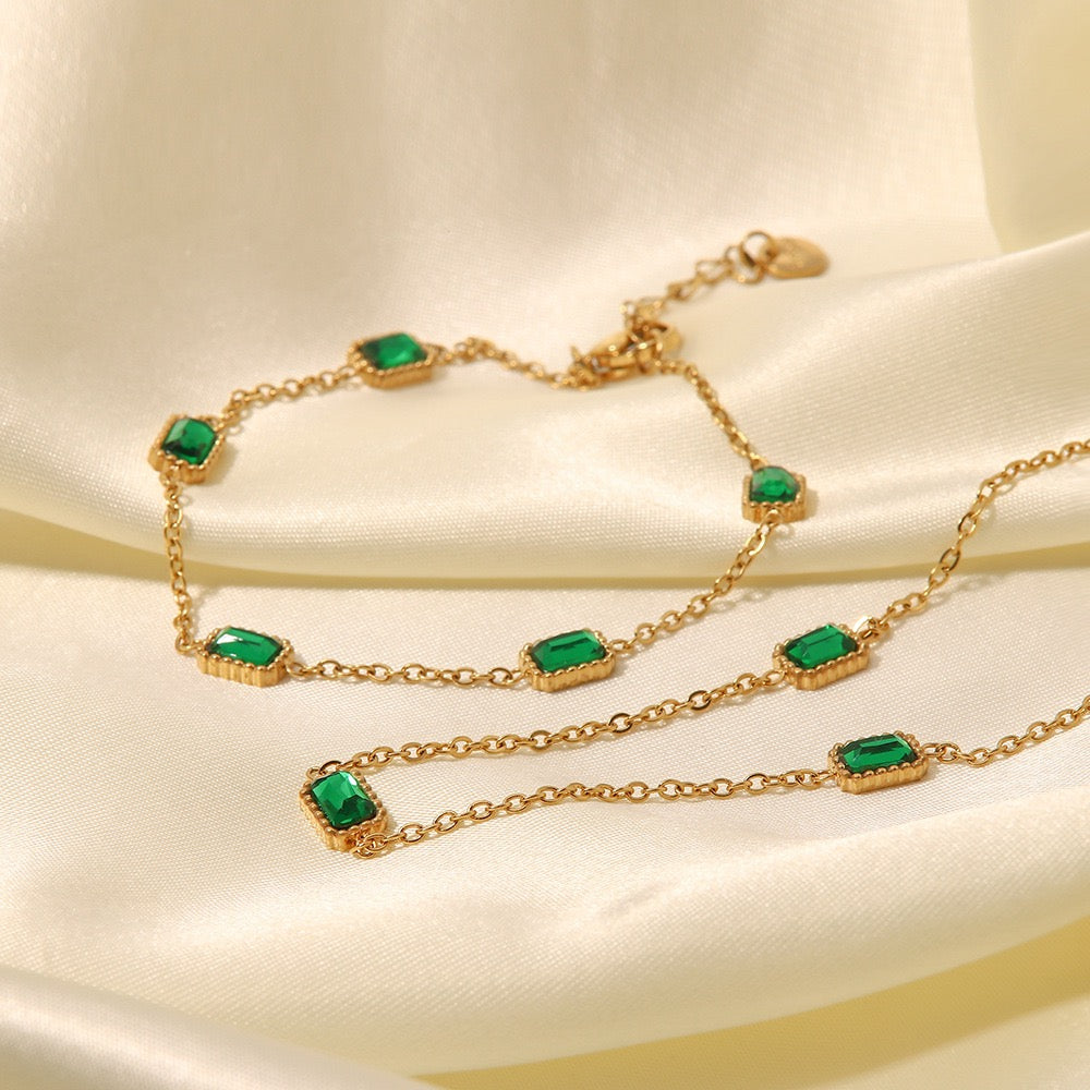 Esmeralda Gold Plated necklace with floating cubic zirconia