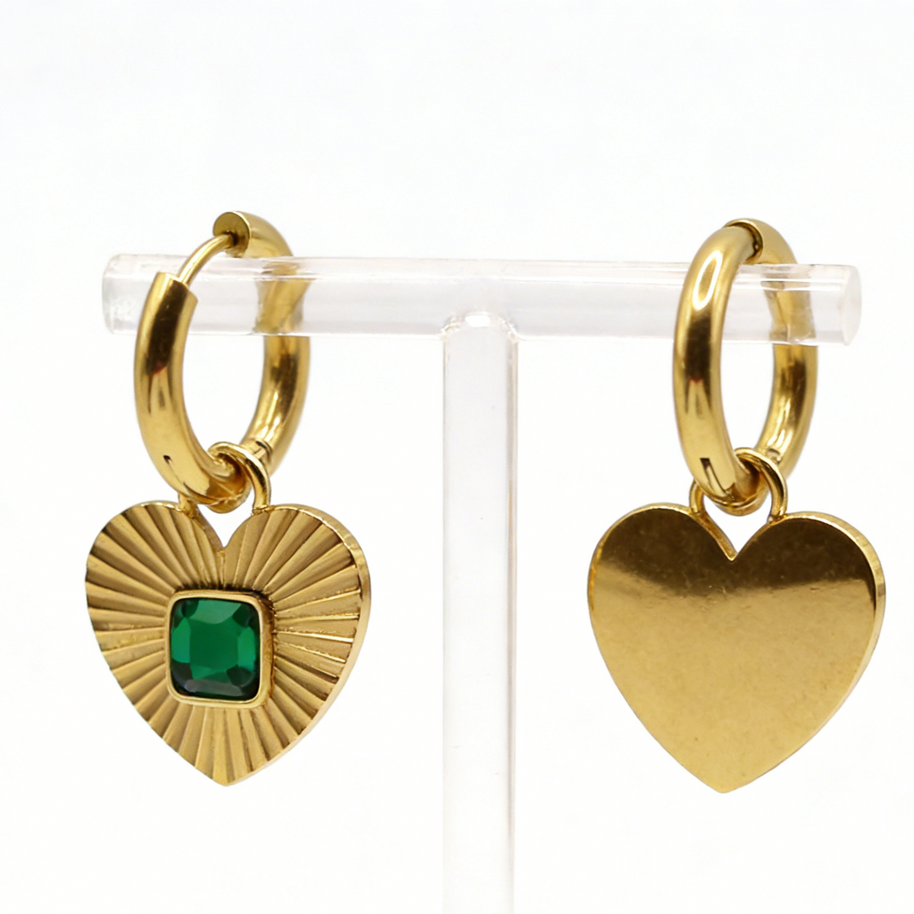 Alice gold plated huggies earring with emerald zircon