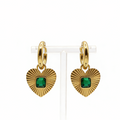 Alice gold plated huggies earring with emerald zircon