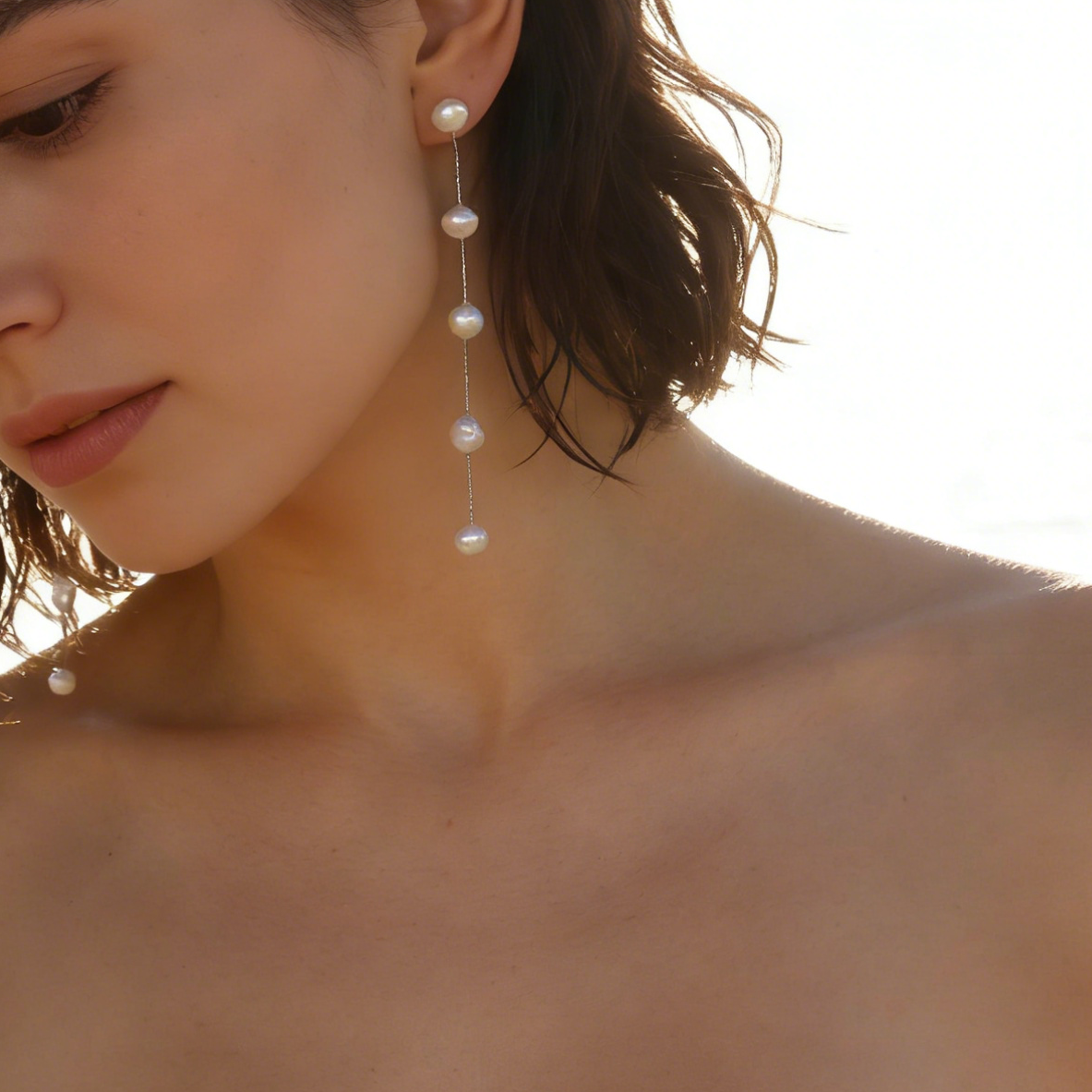 Amara dangled natural pearl earrings bridal