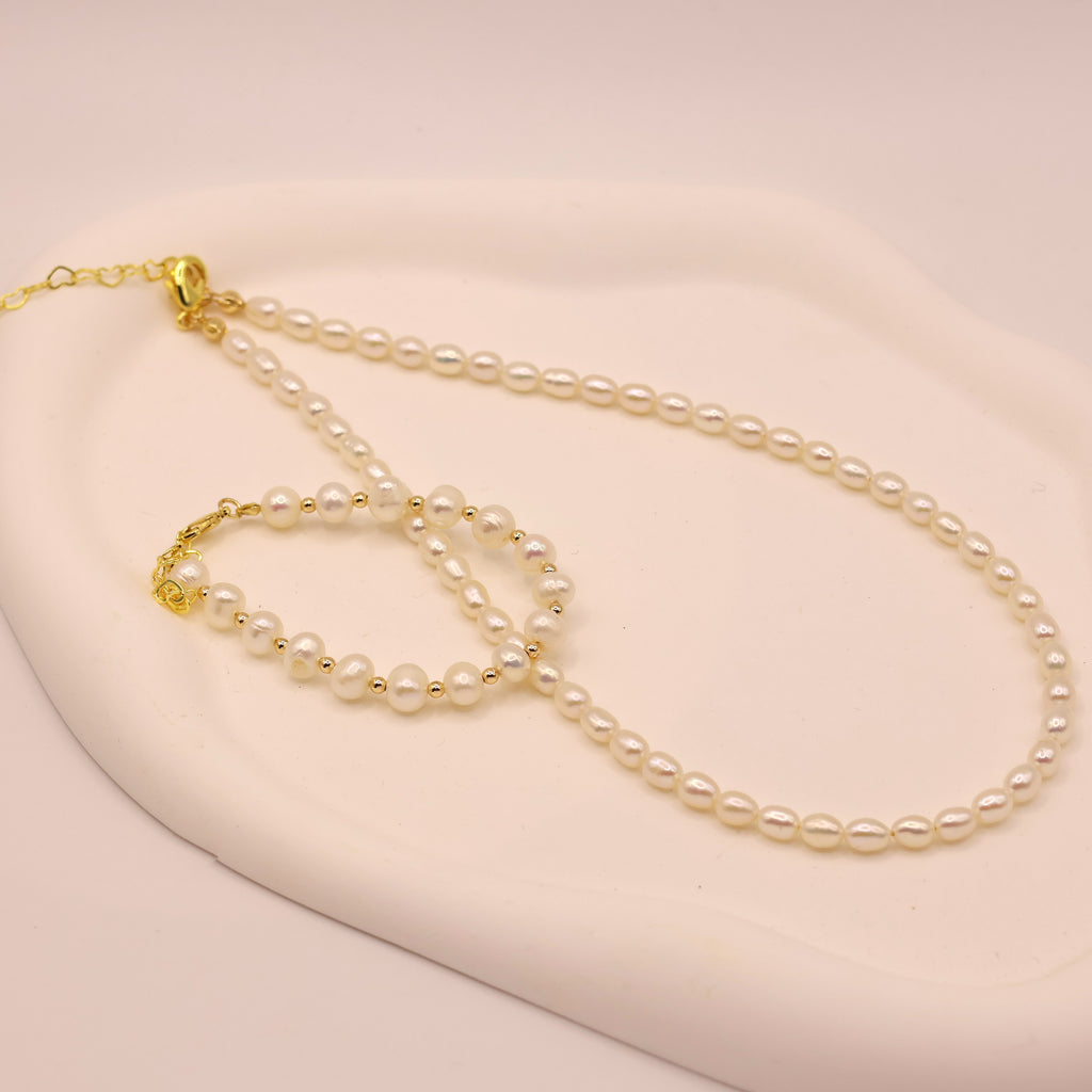 Anne classic rice pearl necklace