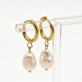 Ava Large Freshwater Pearl Huggie Earrings — Gold Plated Gift for Mum