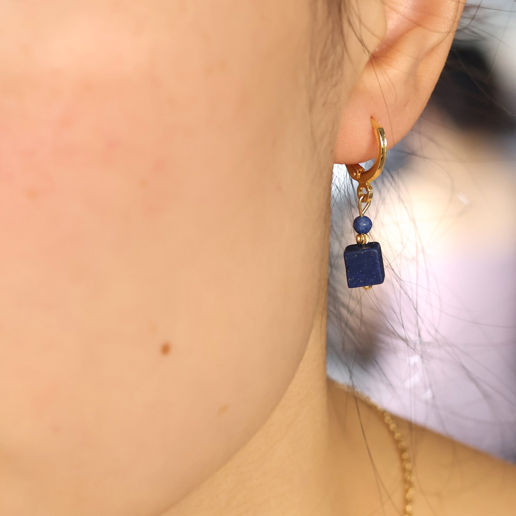 Azura lapis lazuli huggies earrings handmade