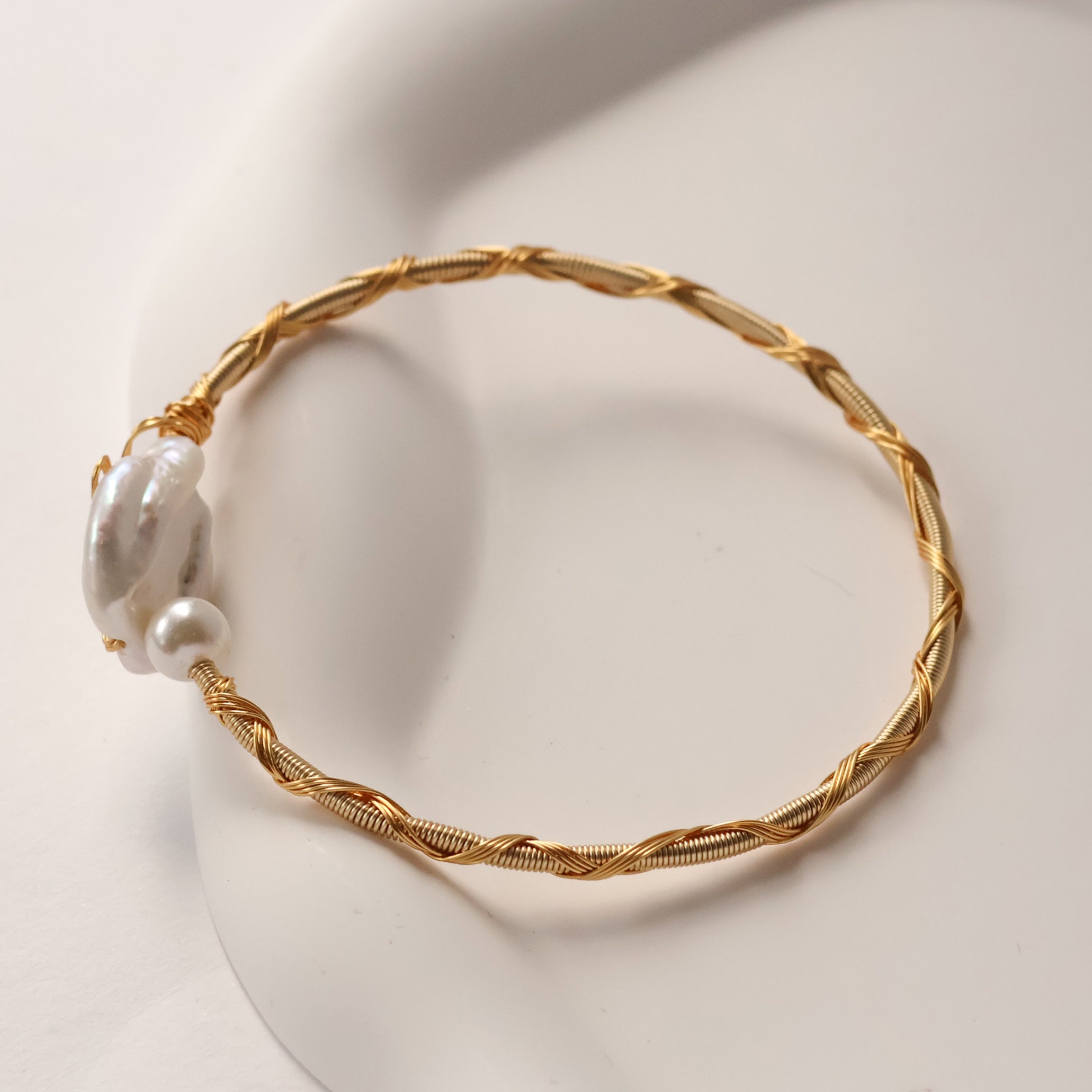 Baroque pearl open bracelet handmade