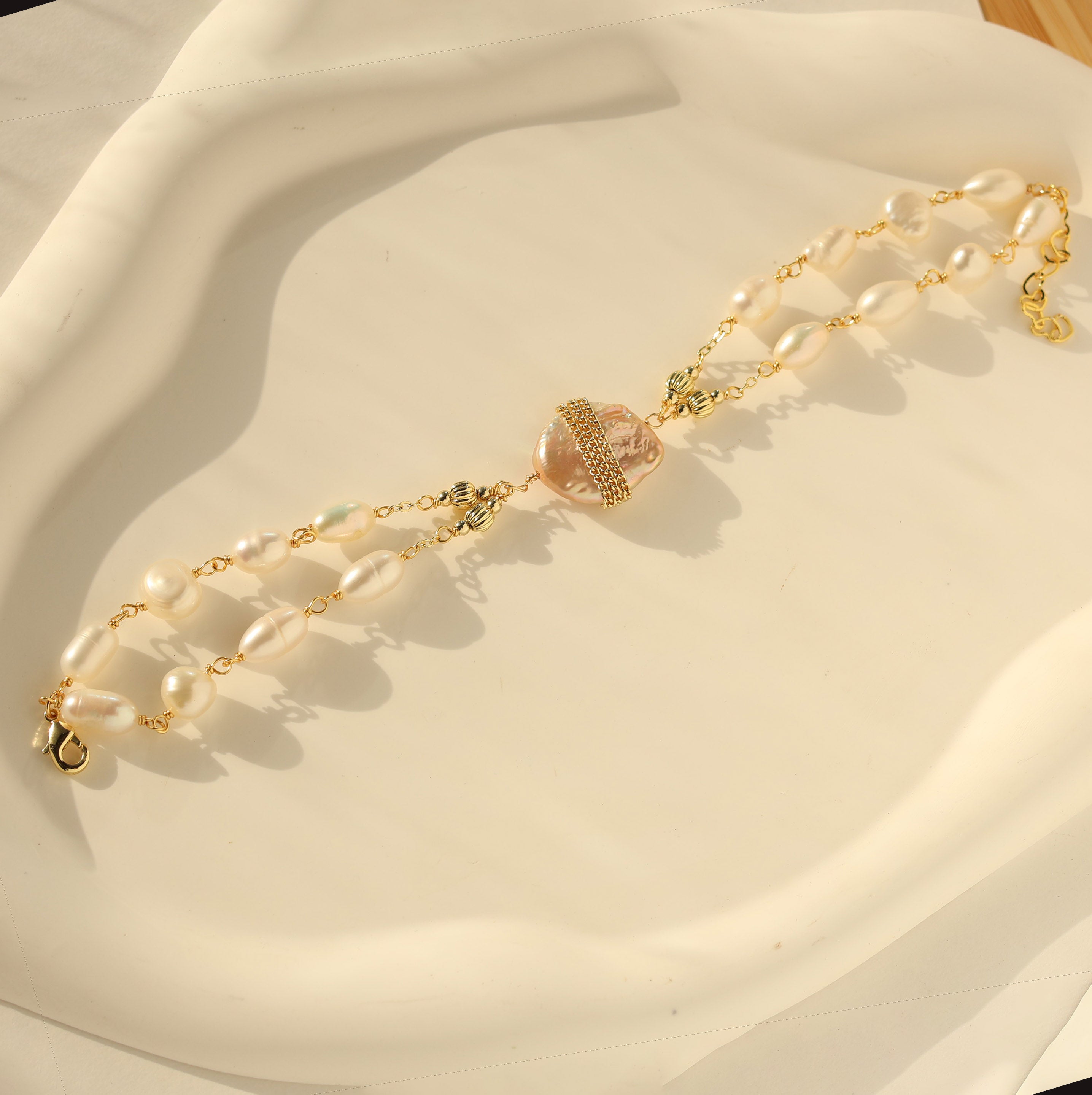 Long story natural baroque pearl necklace handmade