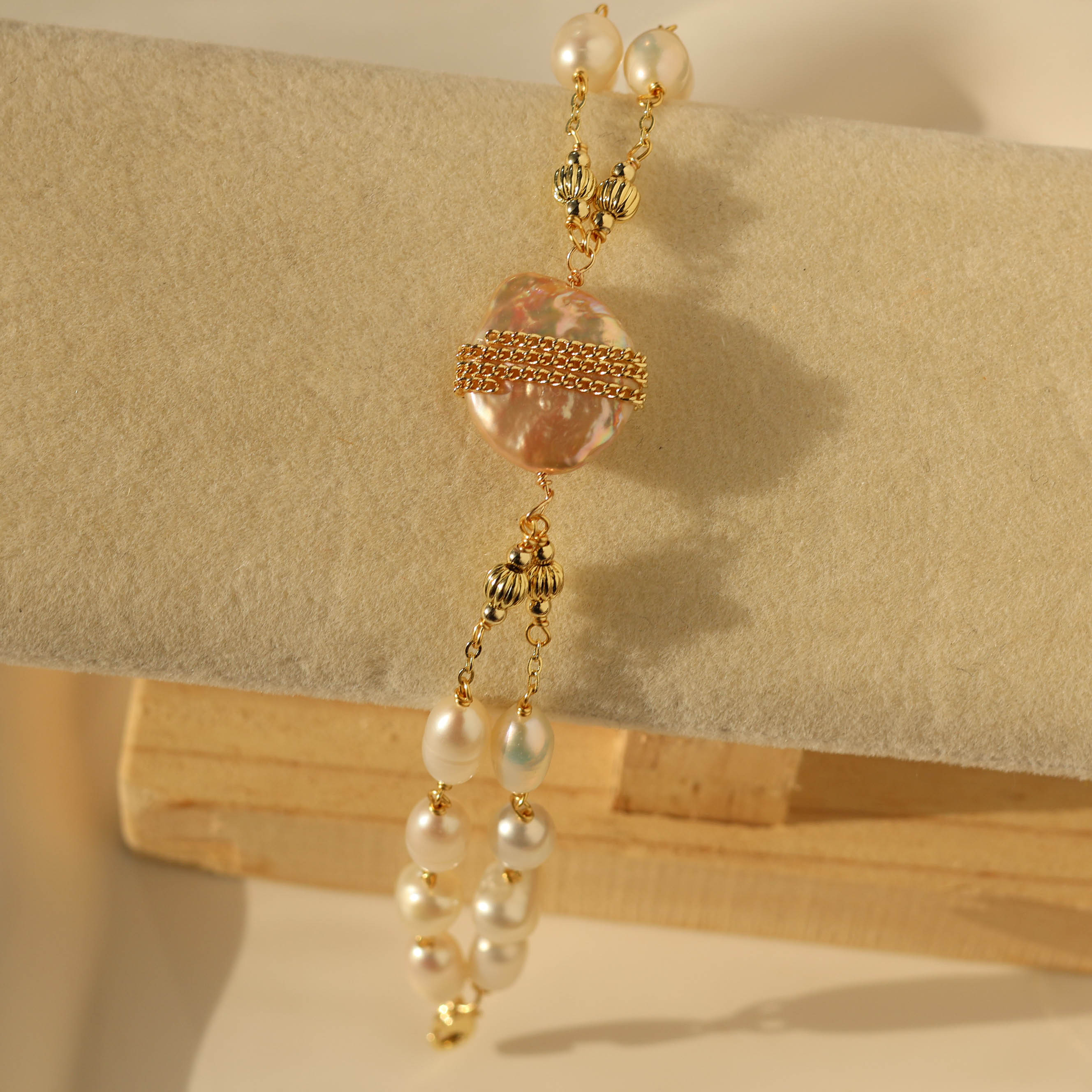 Long story natural baroque pearl necklace handmade