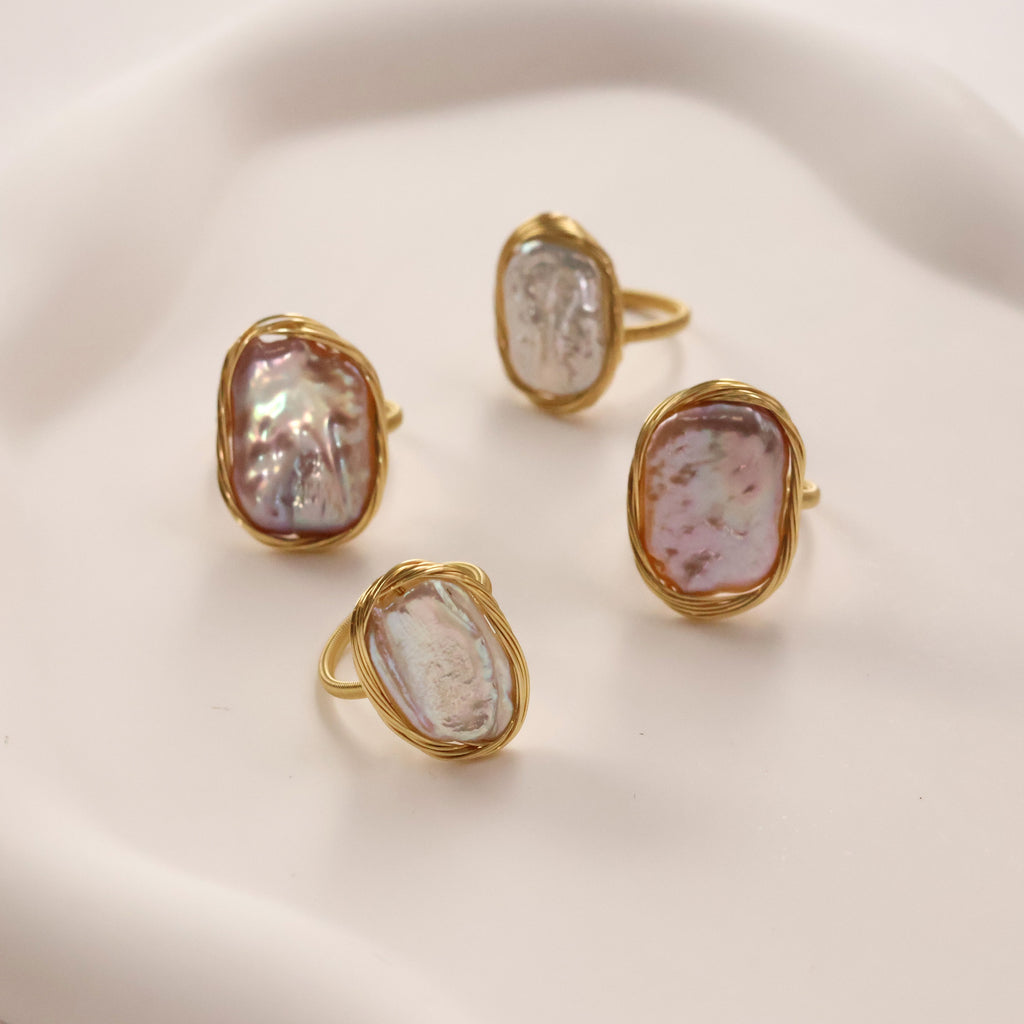 Oversize baroque Pearl open ring