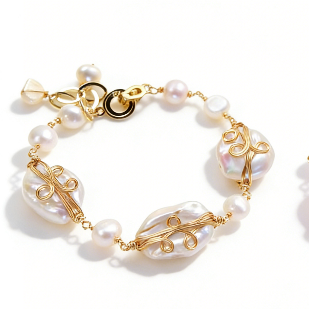 Teardrop baroque pearl bracelet