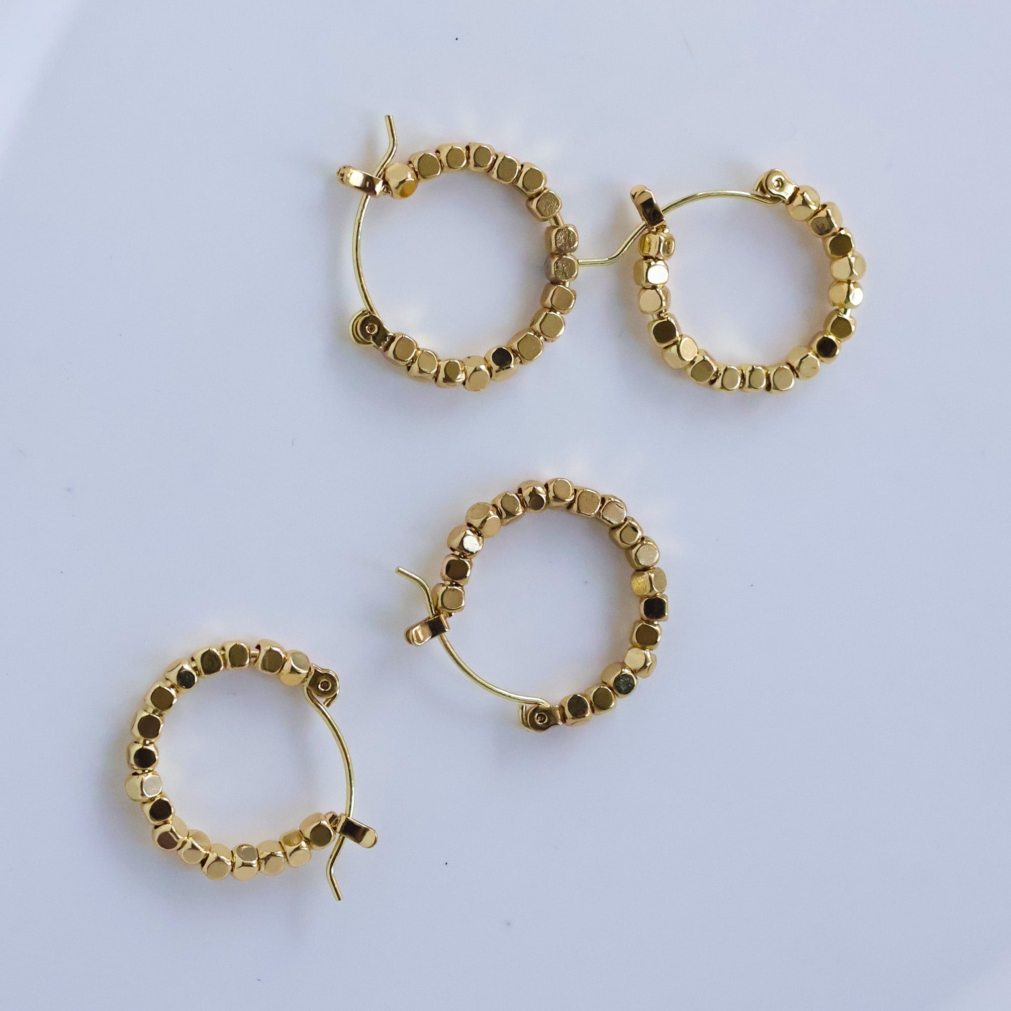 Beaded gold hoop earrings