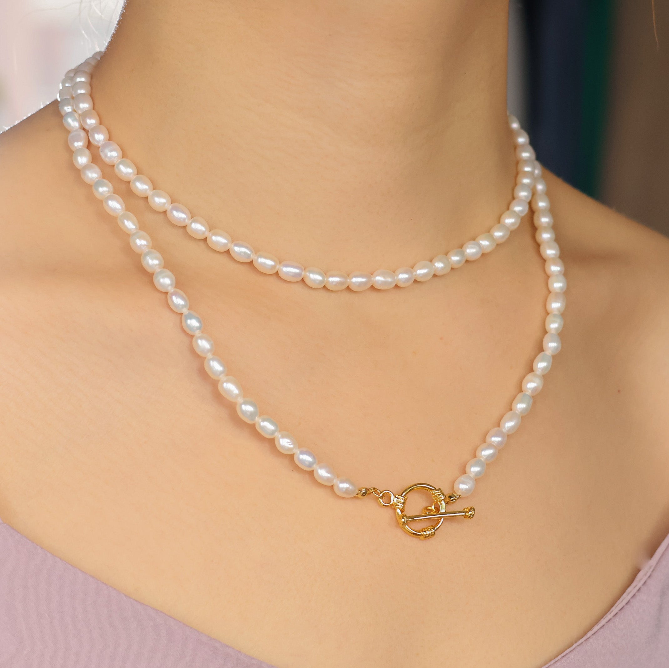 Beatrice natural pearl long necklace