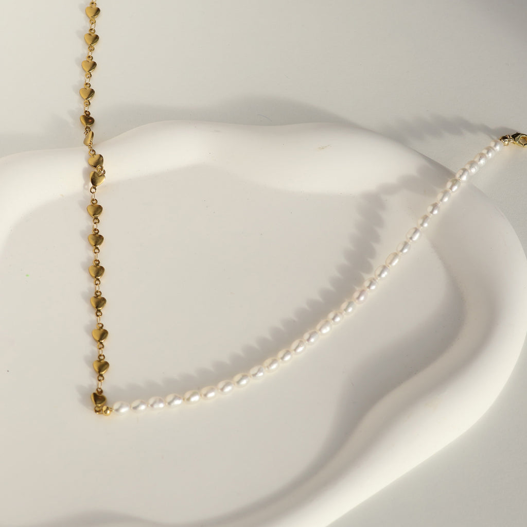 Britney gold plated rice pearl necklace