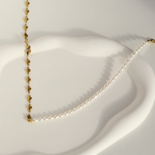 Britney gold plated rice pearl necklace