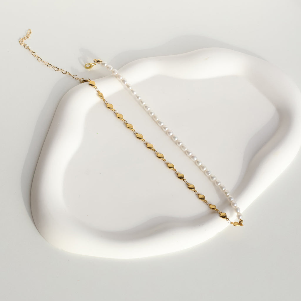 Britney gold plated rice pearl necklace