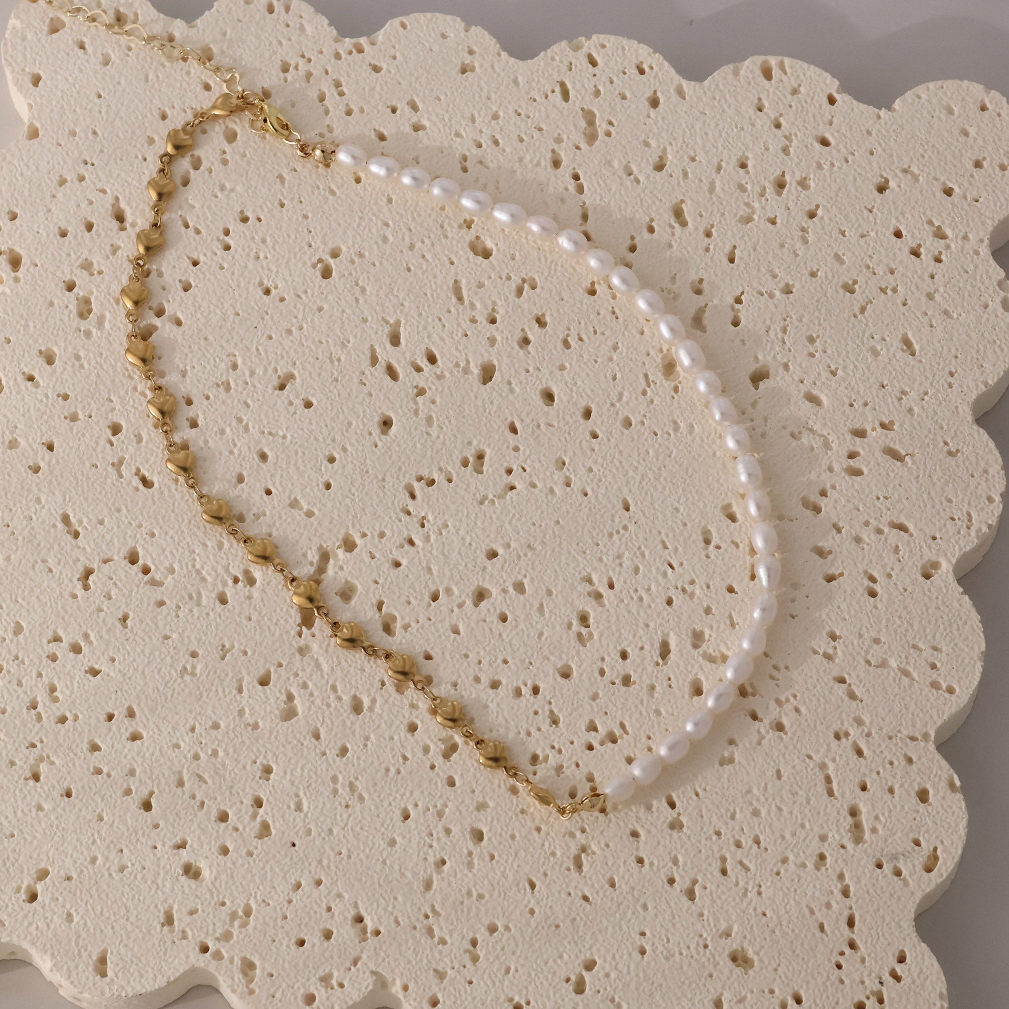 Britney gold plated rice pearl necklace