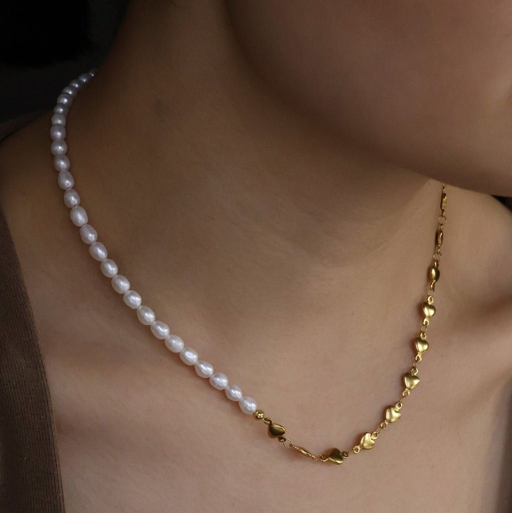 Britney gold plated rice pearl necklace