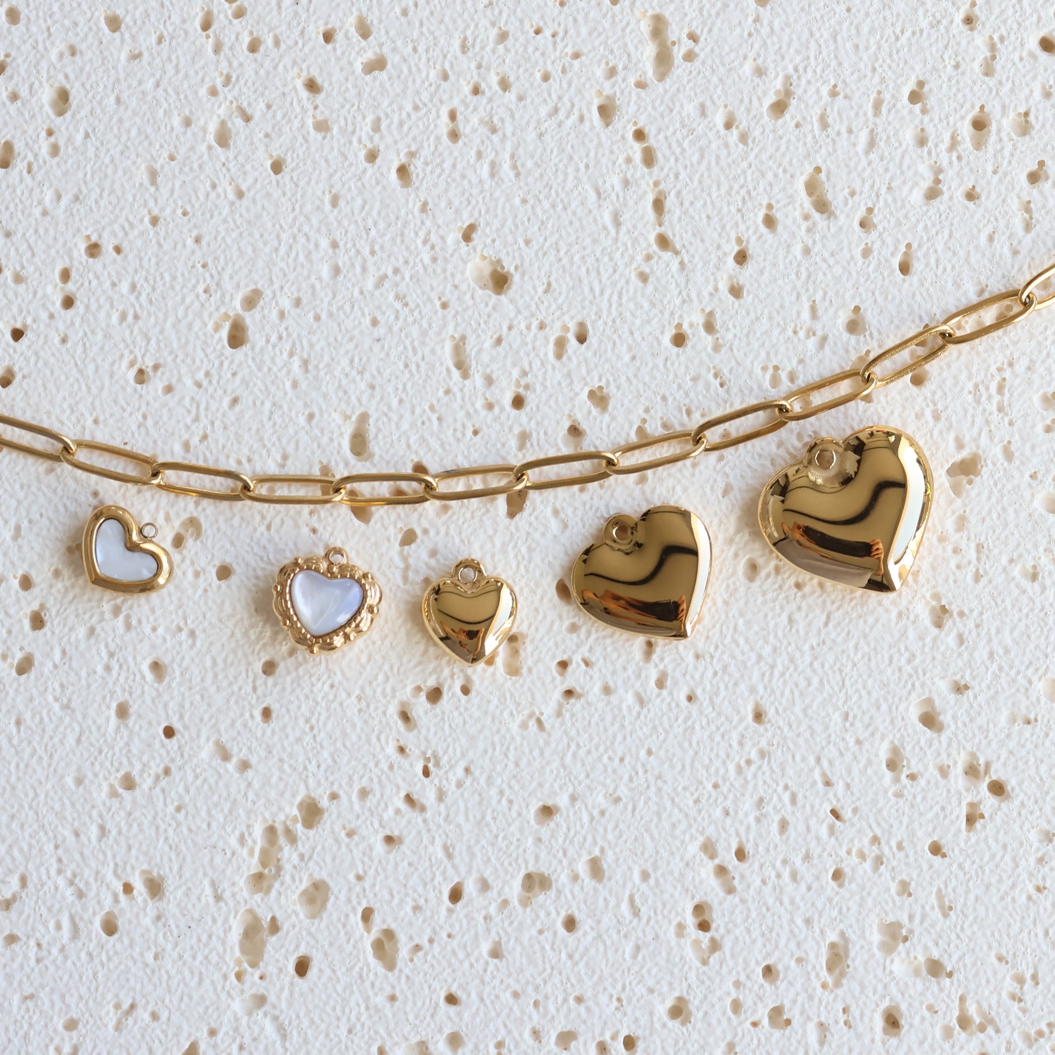 Gold Heart Charms