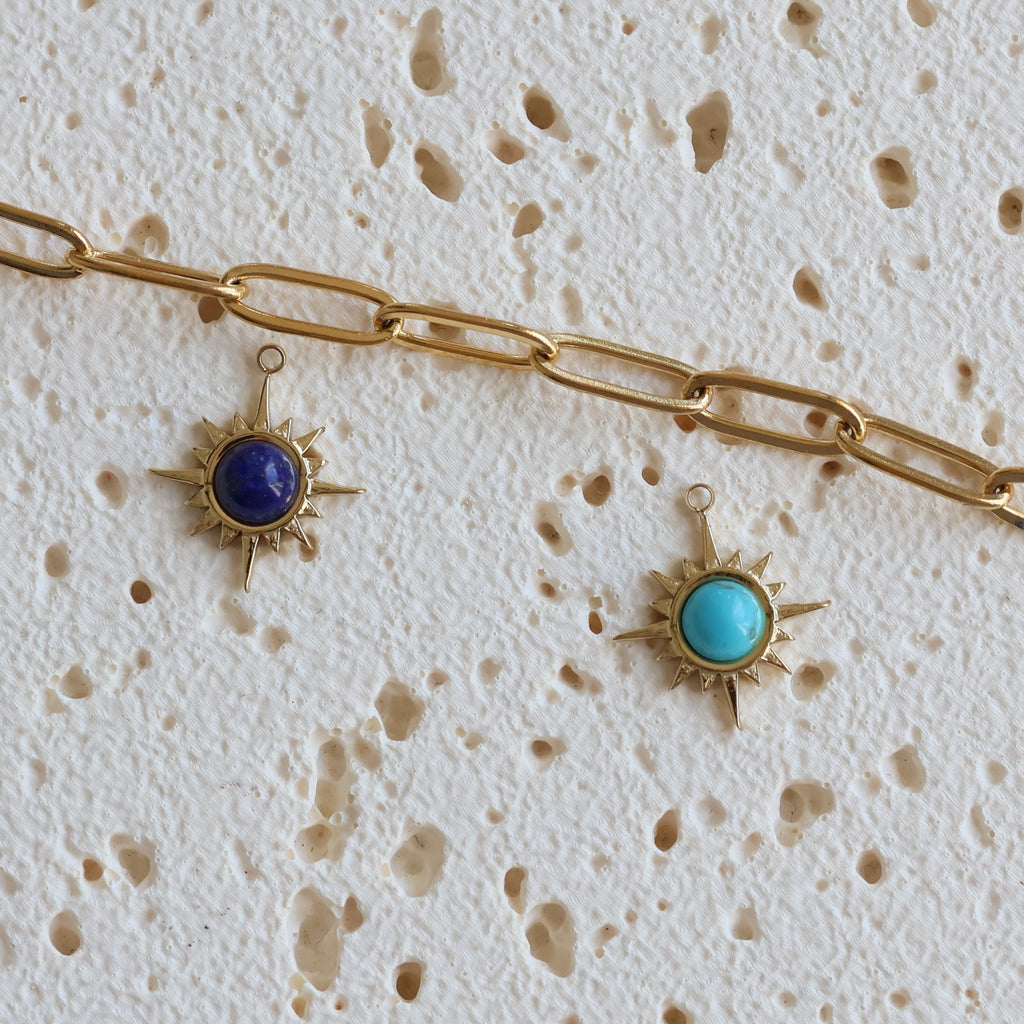 Radiant Sunburst Natural Stone Charms