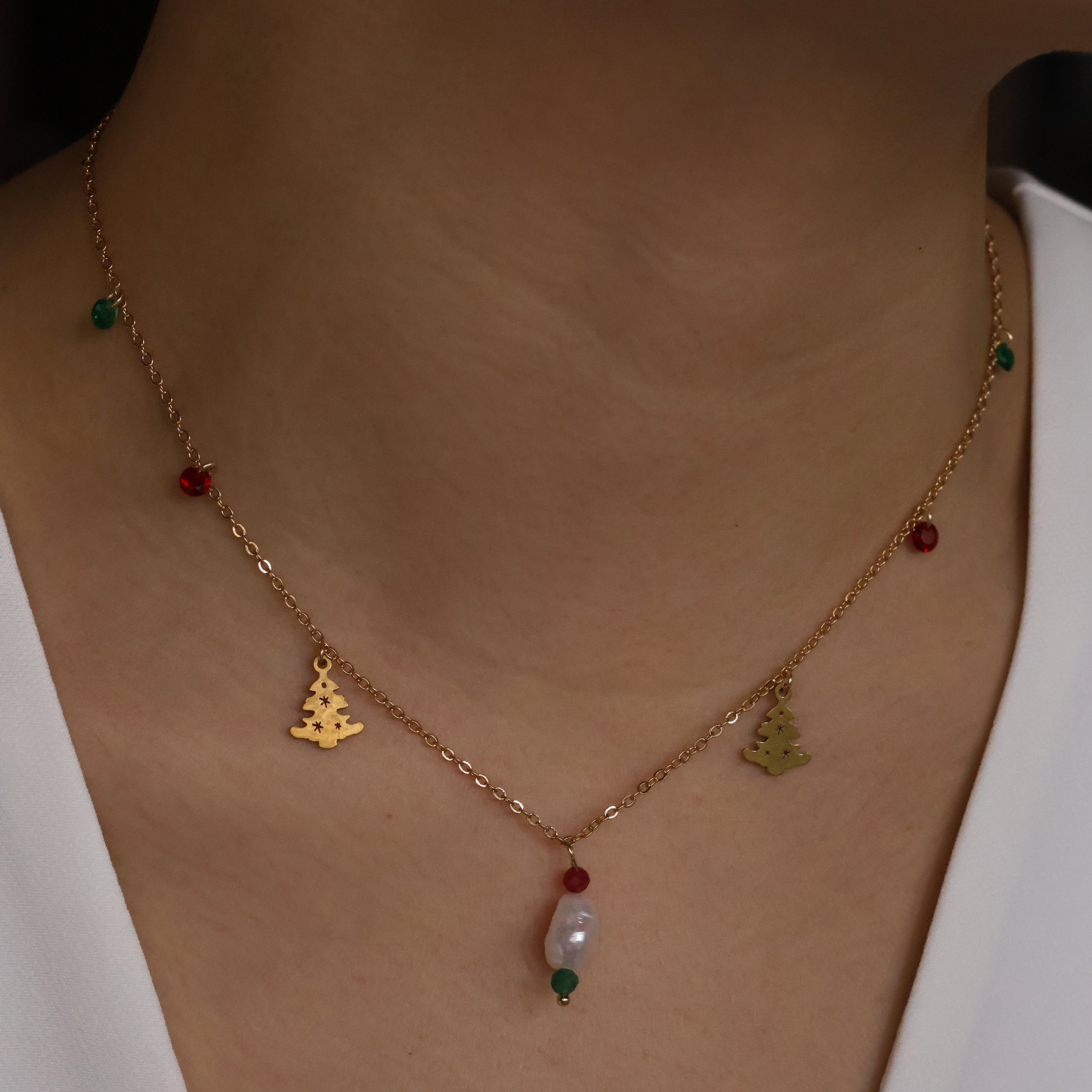 Christmas Light Gold Plated Necklace