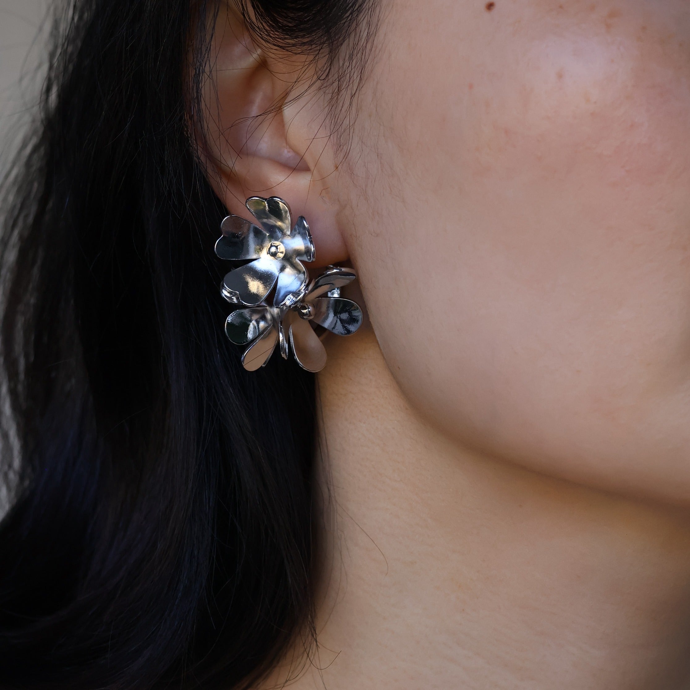 Statement Oversize Flower Petal Hoop Earrings