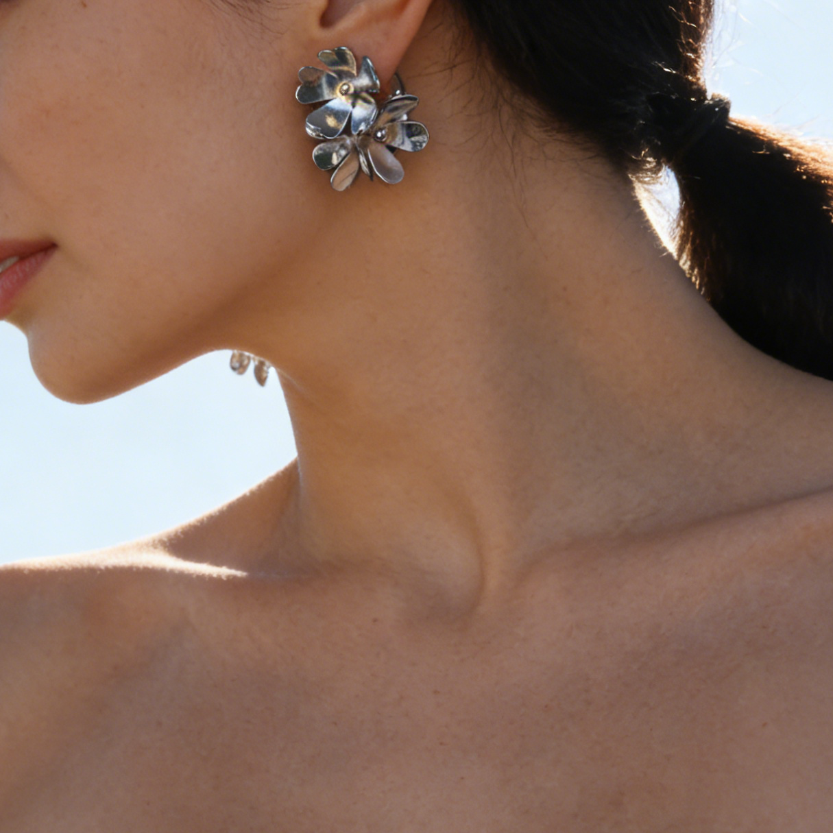 Statement Oversize Flower Petal Hoop Earrings